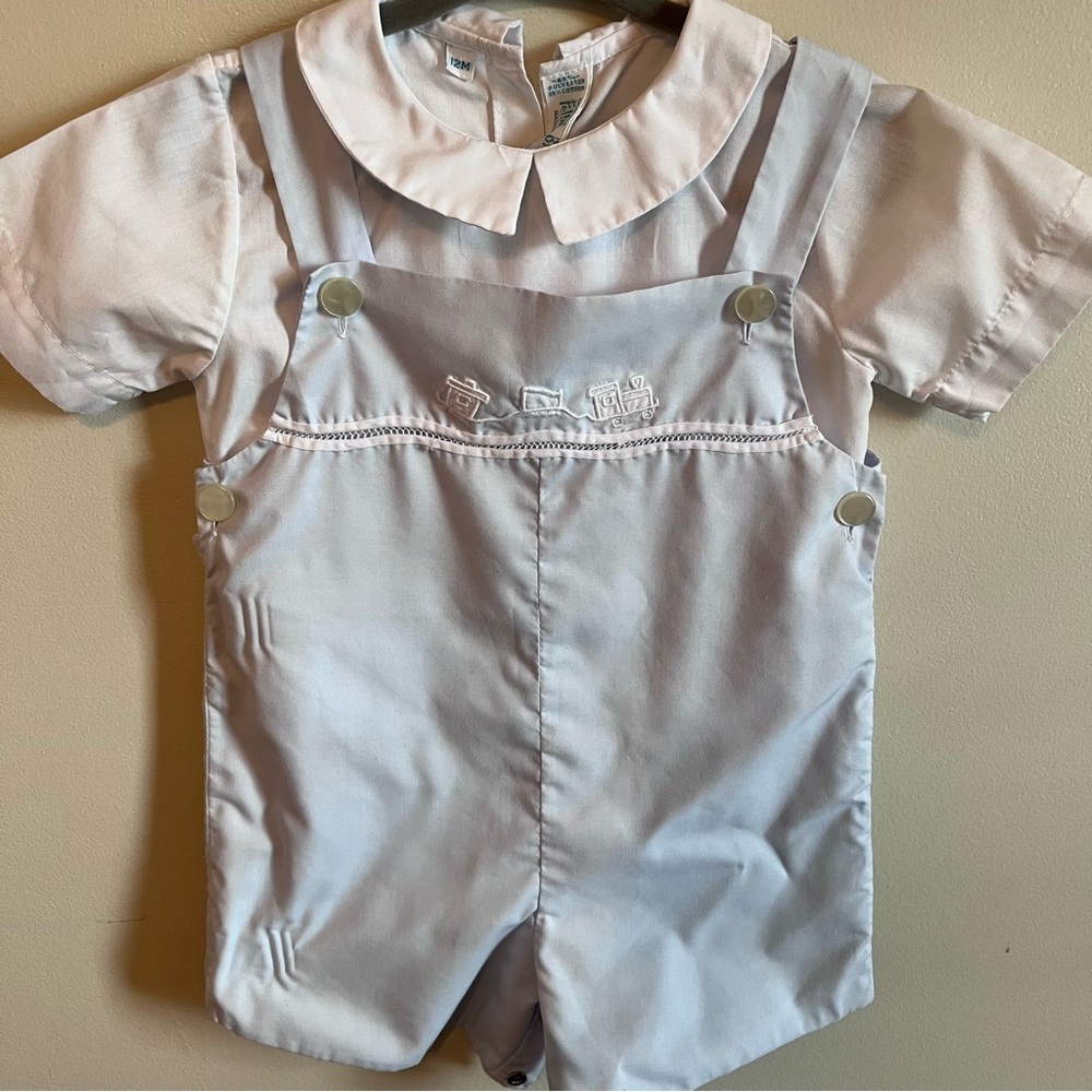 Light Blue Baby One-Piece Romper with Peter Pan Collar